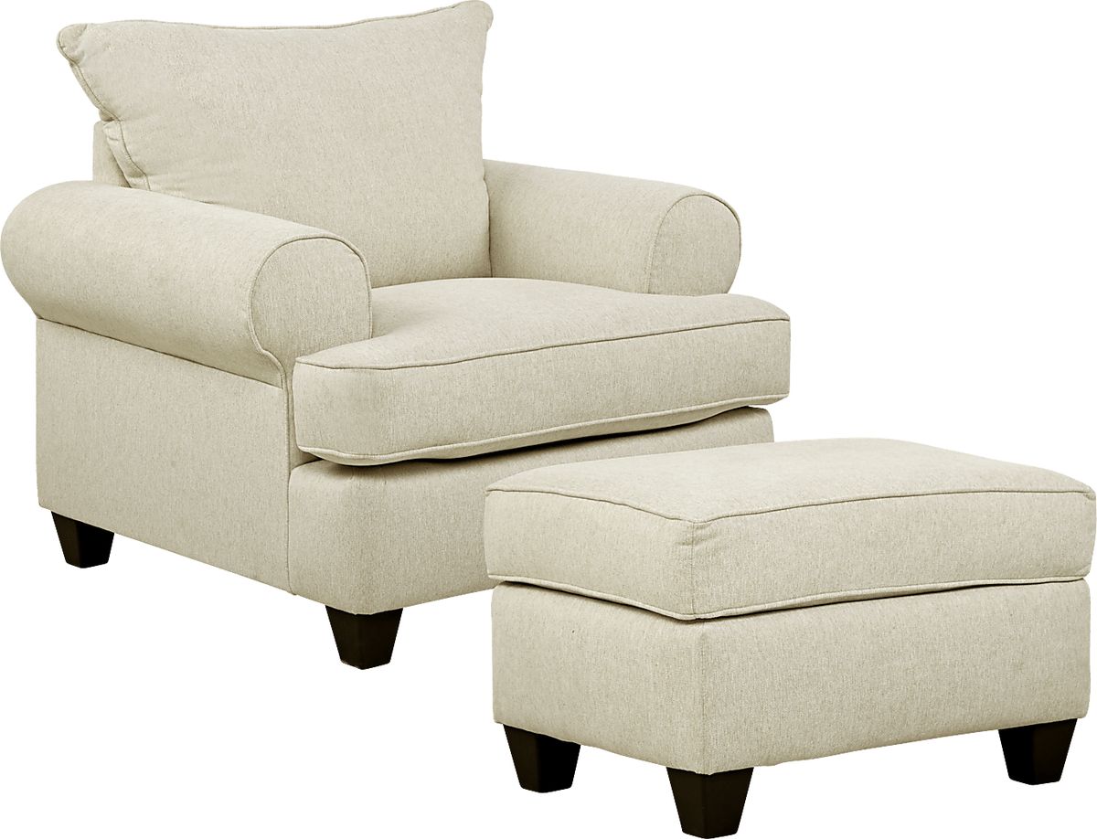 Emsworth 2 Pc Beige Textured Living Room Set With Chair, Ottoman