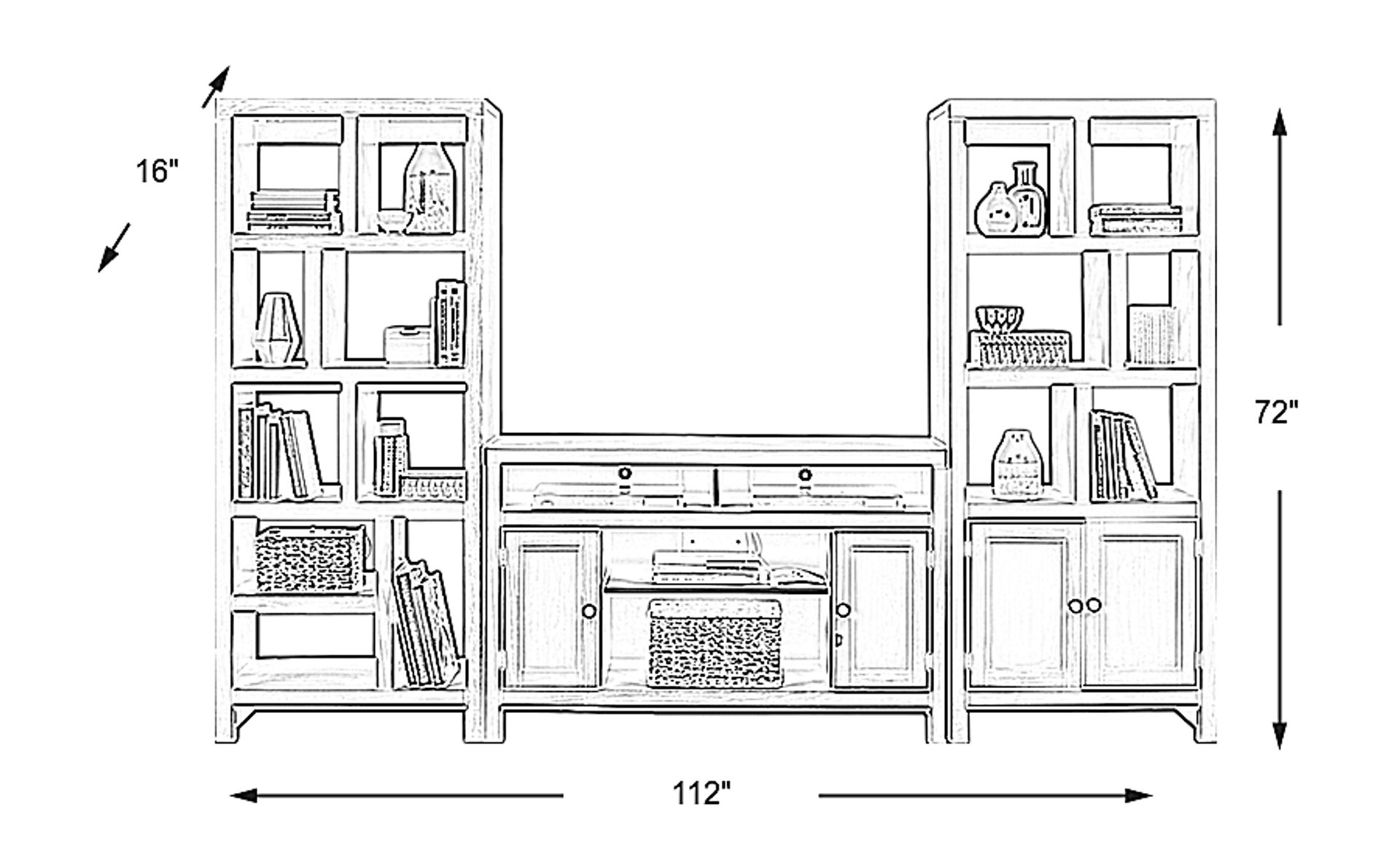 Ryder II White Colors,White 3 Pc Wall Unit With 52 in. Console | Rooms ...