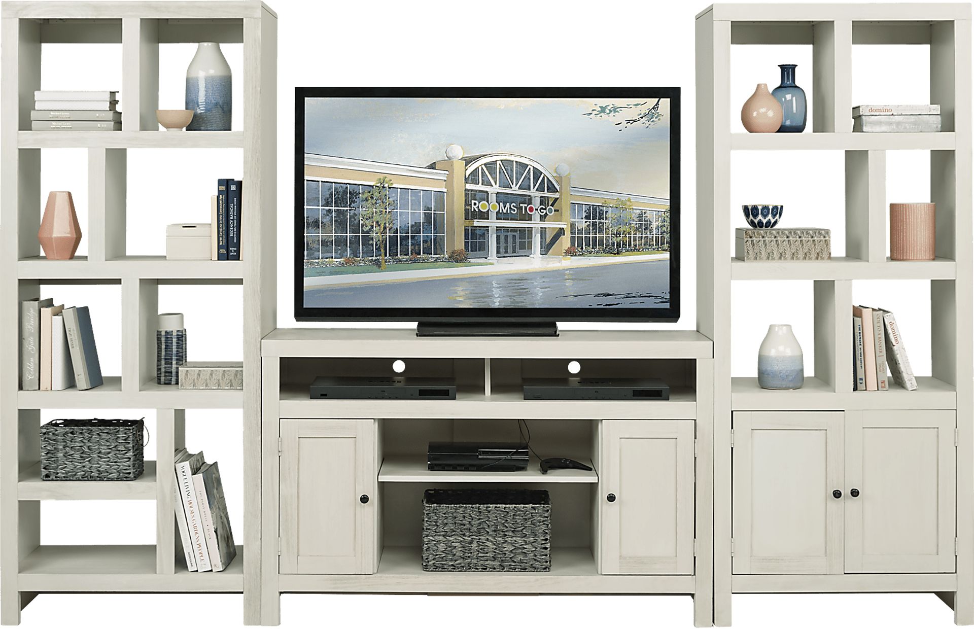 Ryder II White Colors,White 3 Pc Wall Unit With 52 in. Console | Rooms ...