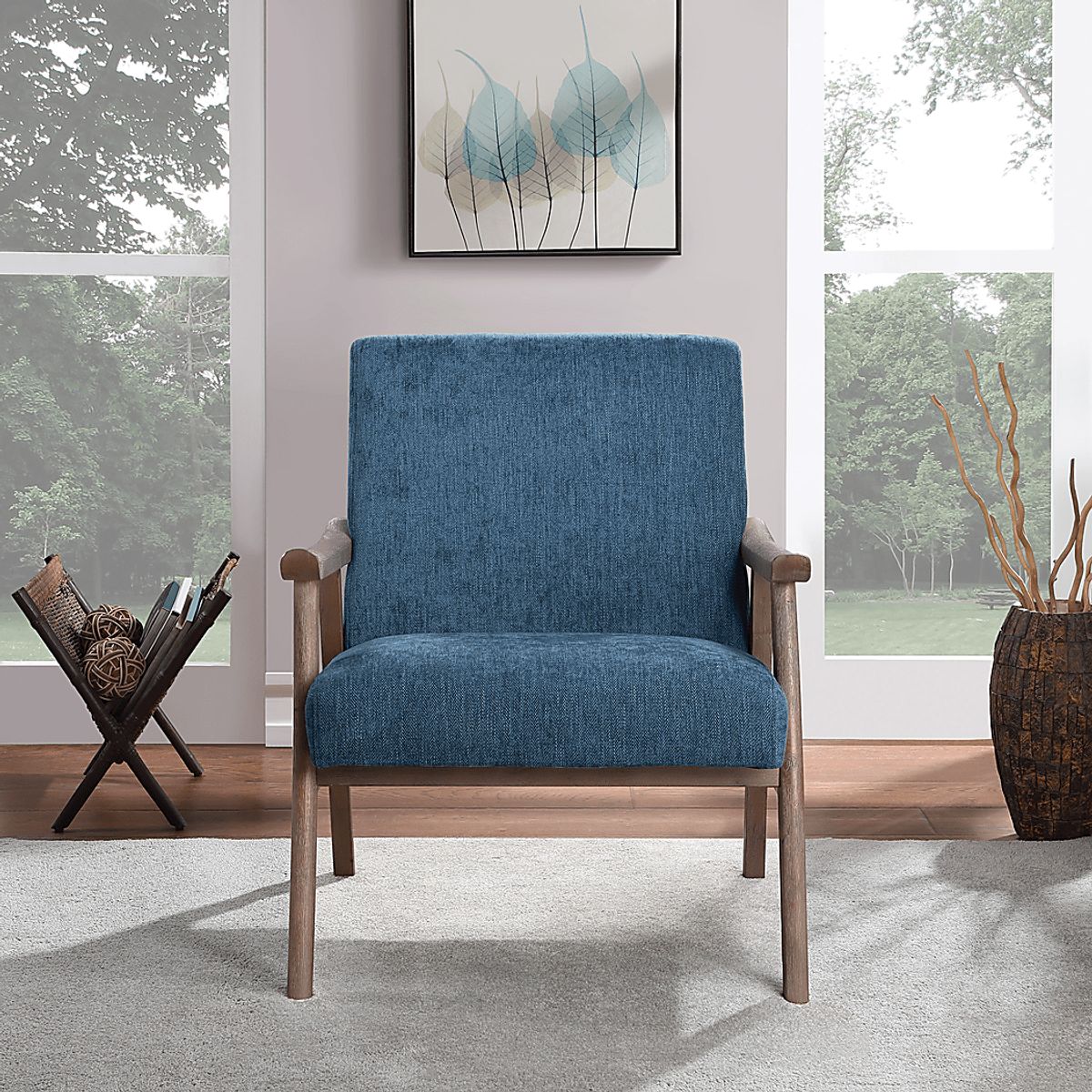 Sarapan II Navy Blue Polyester Fabric Accent Chair | Rooms to Go