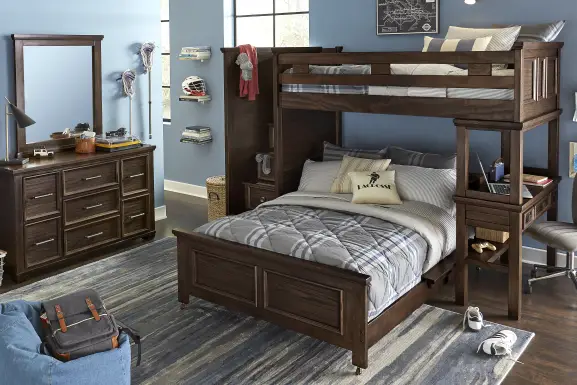 Kids Canyon Lake Java Twin/Full Step Loft with Desk