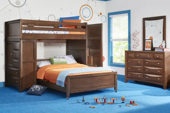 Ivy League 2.0 Walnut Twin/Twin Step Bunk with Chest