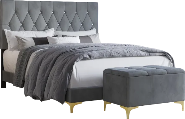 Alresford Gray King Bed with Bench