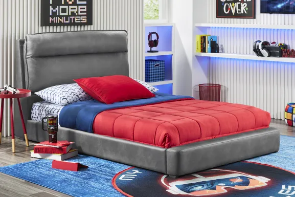 Kids Cloud9 Charcoal Full Upholstered Bed